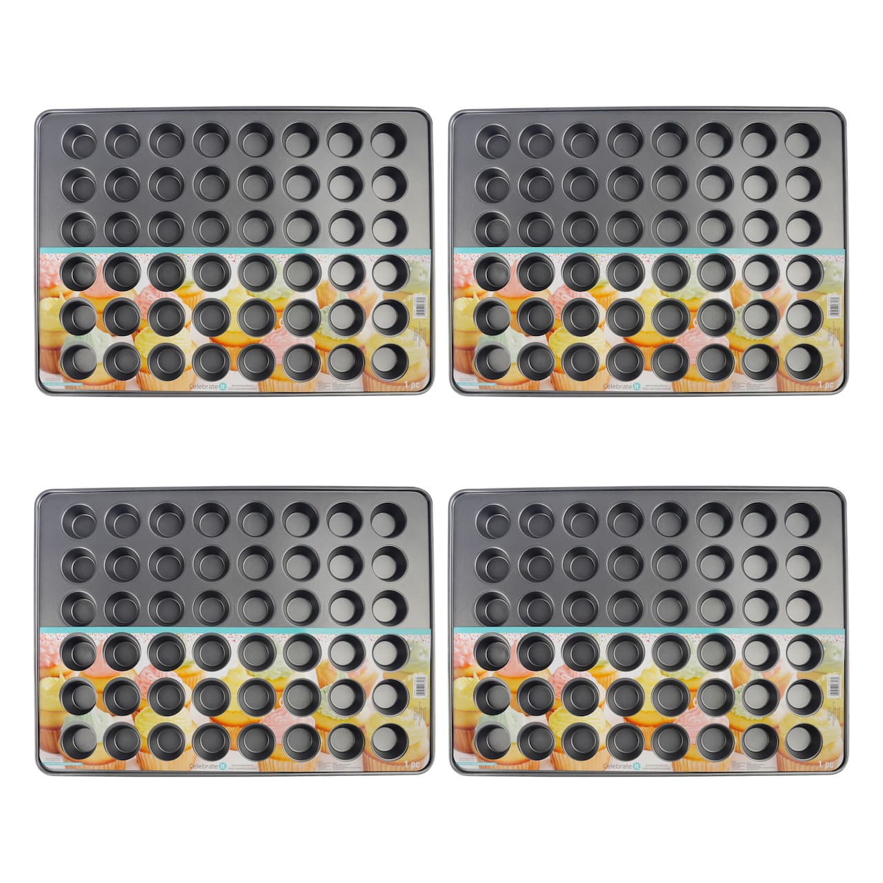 4 Pack: Non-Stick 48-Cavity Mini Muffin Pan by Celebrate It®
